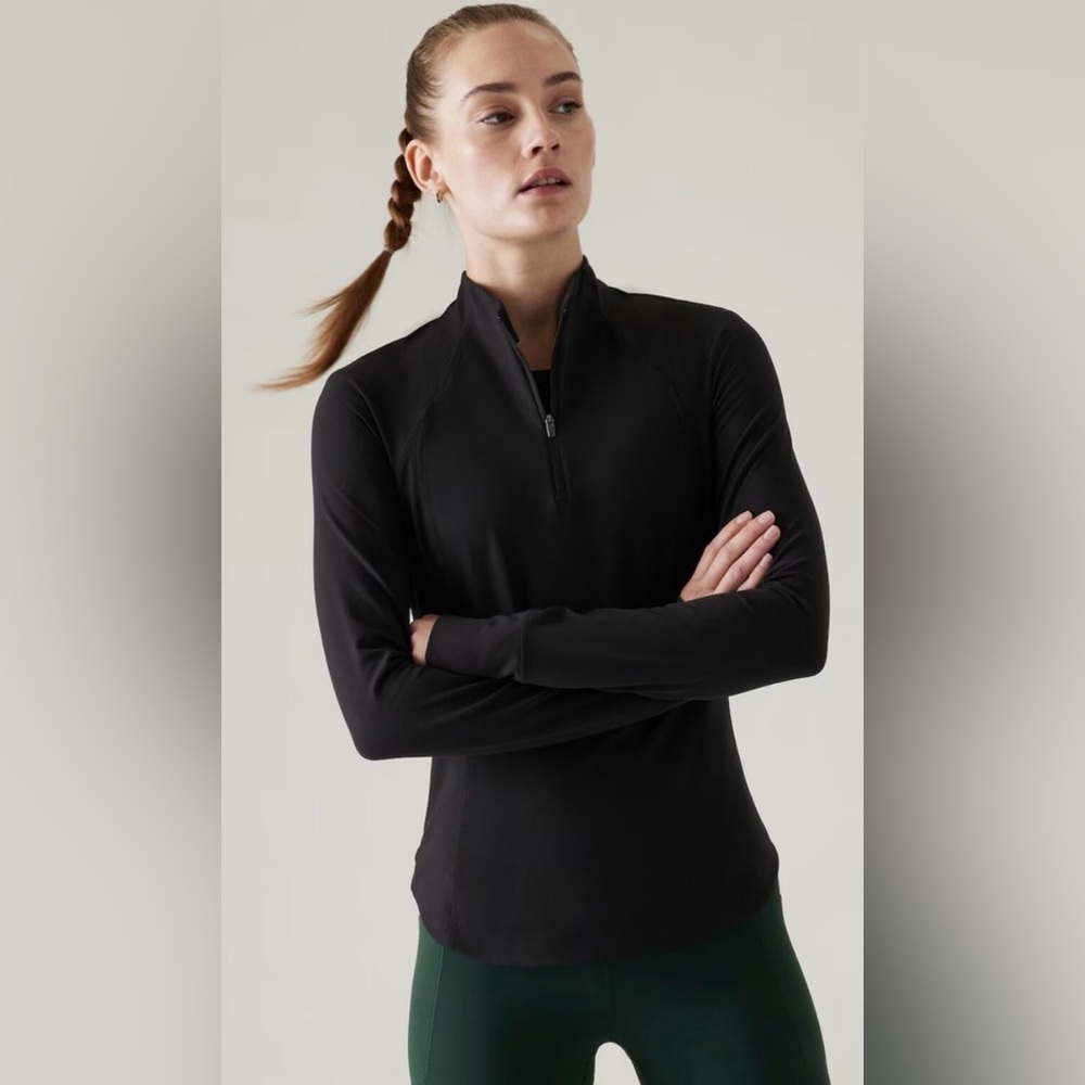 Athleta Jet Black Zip-Up Top